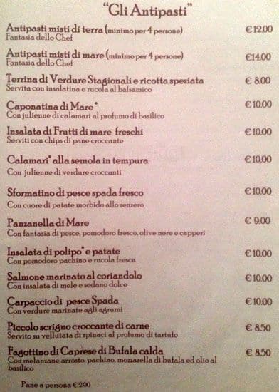 Menu di Ristorante La Maielletta 