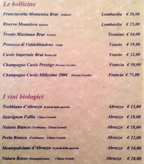 Menu di Ristorante La Maielletta 