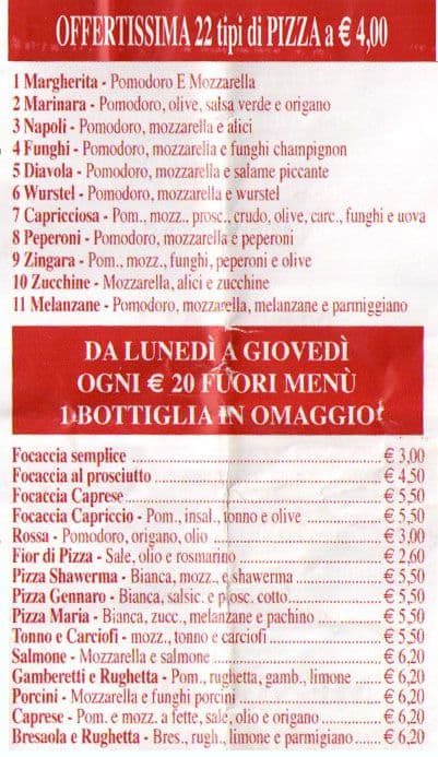 Menu di Pizzeria Roma 4 