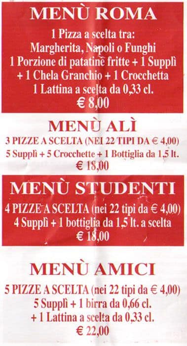Menu di Pizzeria Roma 4 