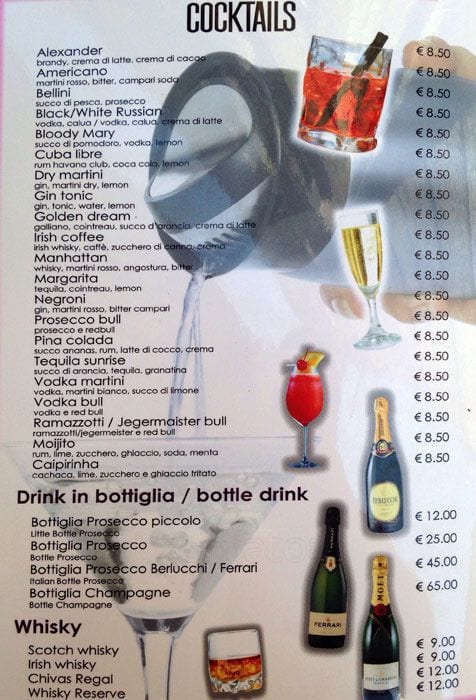 Menu di Caffe' Napoleone 2006 srl 