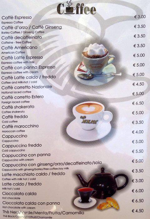 Menu di Caffe' Napoleone 2006 srl 