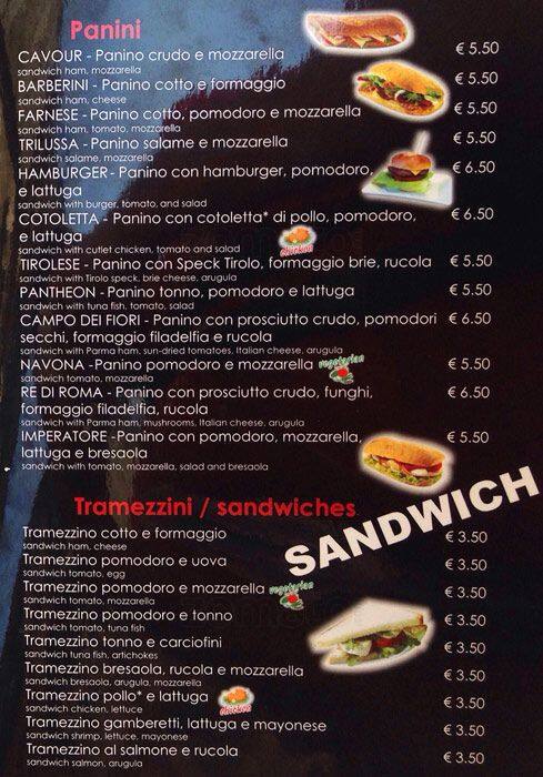 Menu di Caffe' Napoleone 2006 srl 