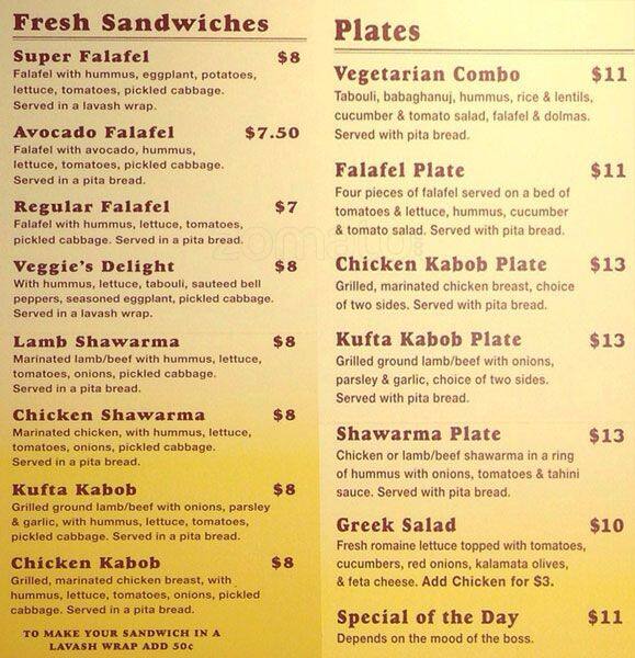 Sunrise Deli Menu, Menu for Sunrise Deli, Haight, San Francisco