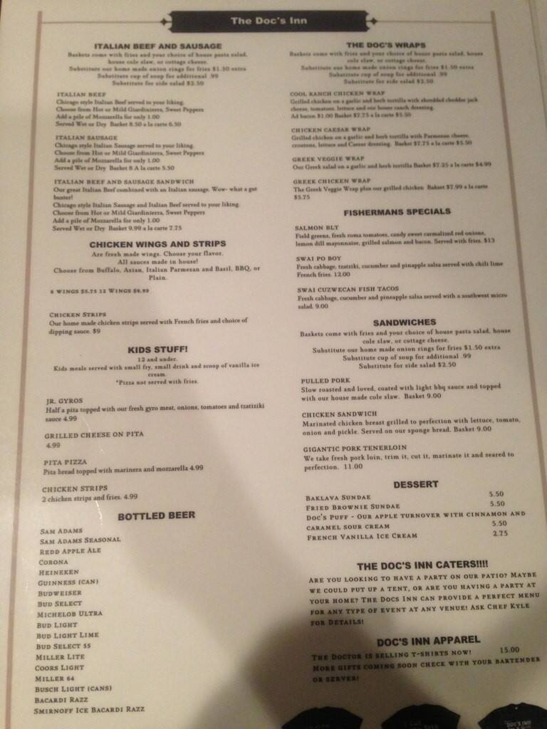 Carta de The Docs Inn