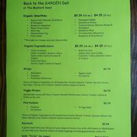 Back To The Garden Deli And Smoothie Bar Menu