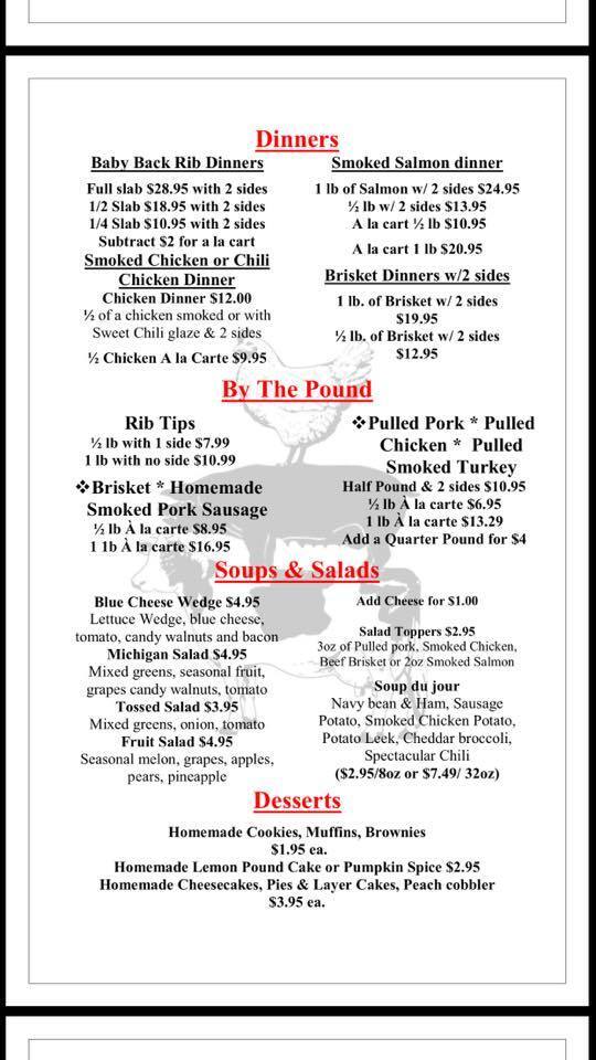 Menu at Capital City BBQ, Lansing