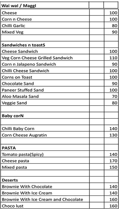 Veggiee Treat menu