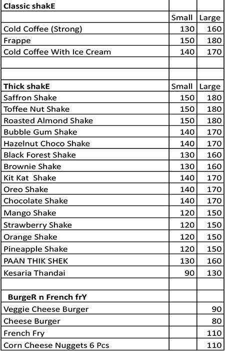 Veggiee Treat menu