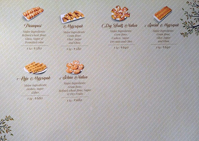Kanti Sweets menu