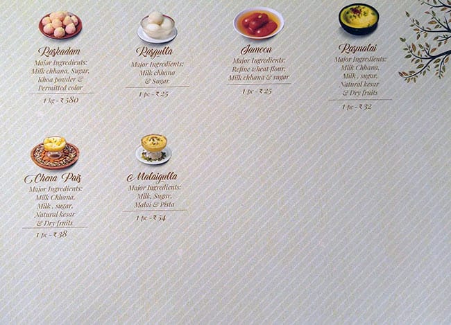 Kanti Sweets menu