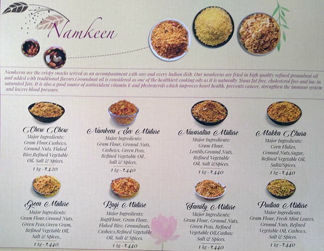 Kanti Sweets menu