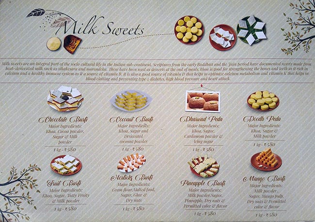 Kanti Sweets menu
