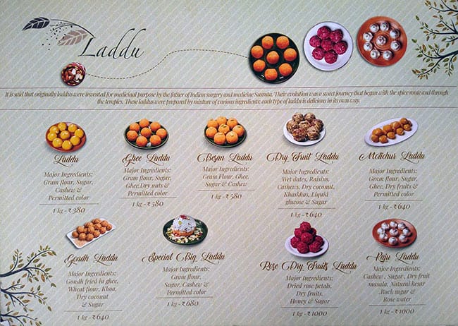 Kanti Sweets menu