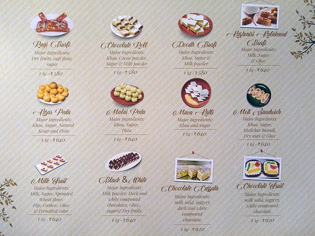 Kanti Sweets menu