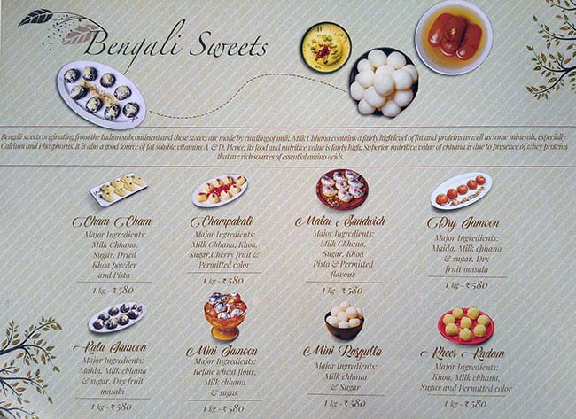 Kanti Sweets menu