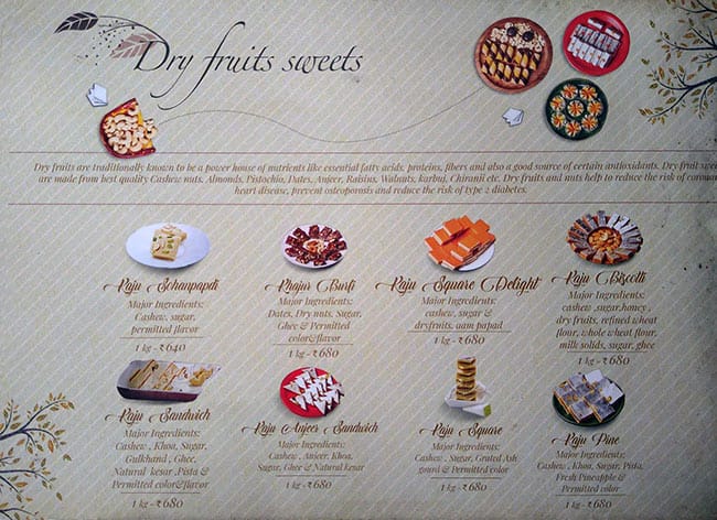 Kanti Sweets menu