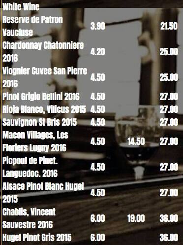 Menu at The French House pub & bar, London, 49 Dean St
