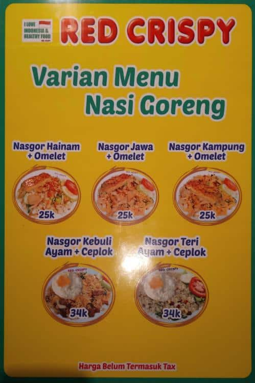 Menu at Red Crispy restaurant, South Tangerang, Lotte Mart Bintaro ...