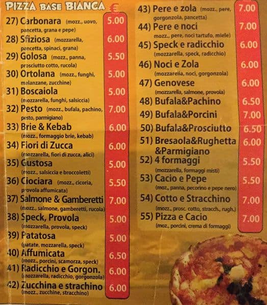 Menu di Pizza Rustica 