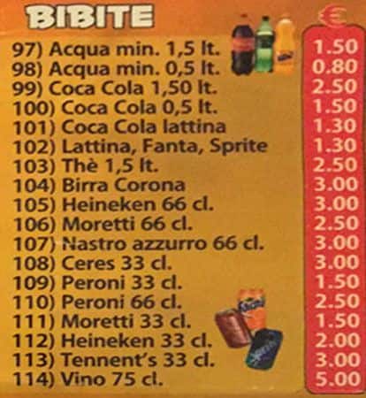 Menu di Pizza Rustica 