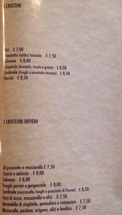 Menu di Perbacco 