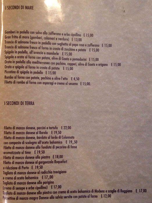 Menu di Perbacco 