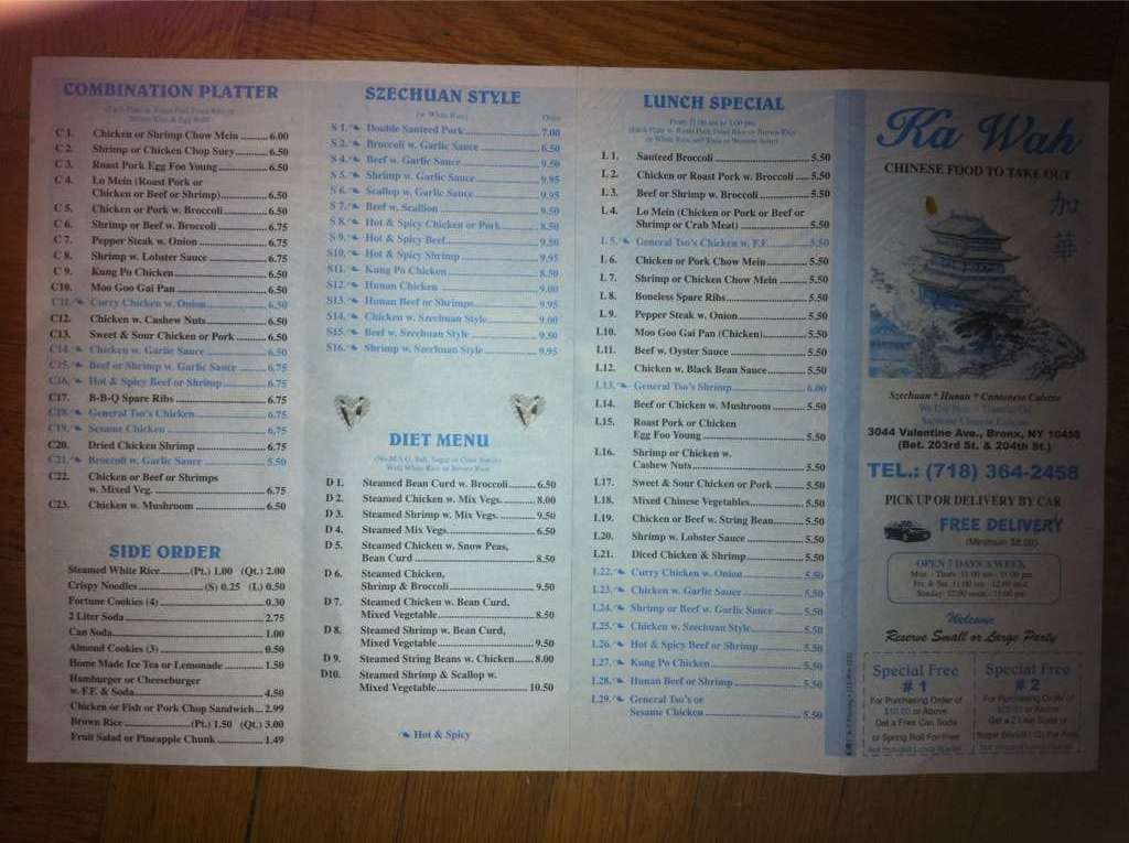 Kawah Chinese Restaurant Menu, Menu for Kawah Chinese Restaurant