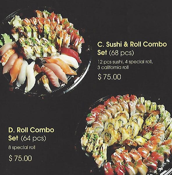 Menu at Harumi Sushi restaurant, Cupertino