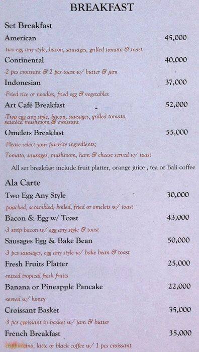 Populer 29 Art Cafe Menu