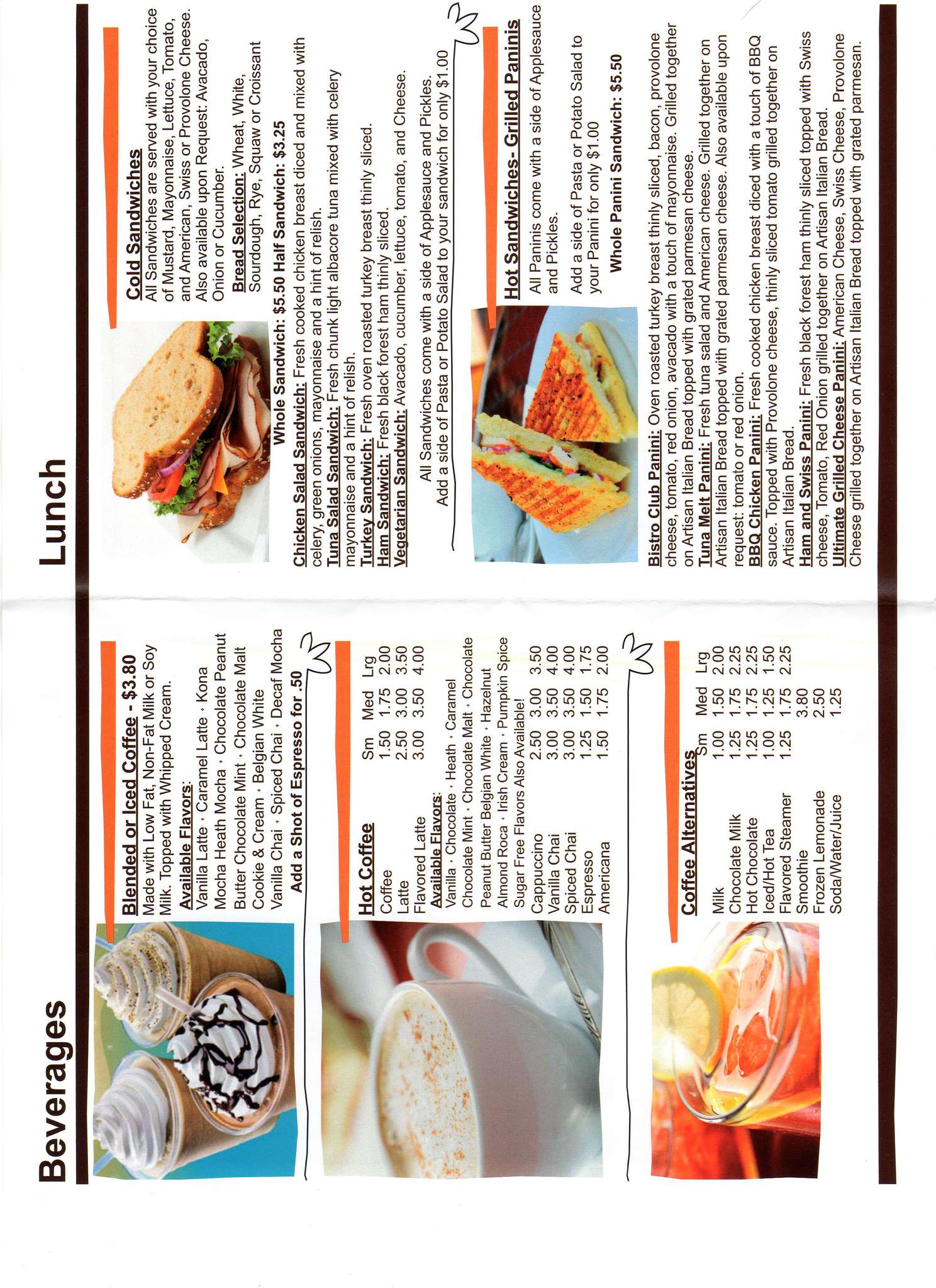 Menu at Kraemer's Koffee Bistro cafe, Riverside