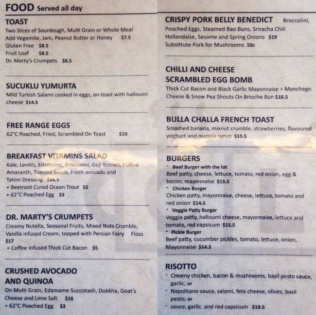 CL Kitchen & Brewery Menu, Menu for CL Kitchen & Brewery, Surrey Hills, Melbourne Urbanspoon