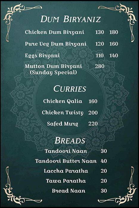 Menu of Qadri's Biryani, Sayajigunj, Vadodara