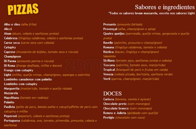 Pizzaria POD Copacabana cardápio
