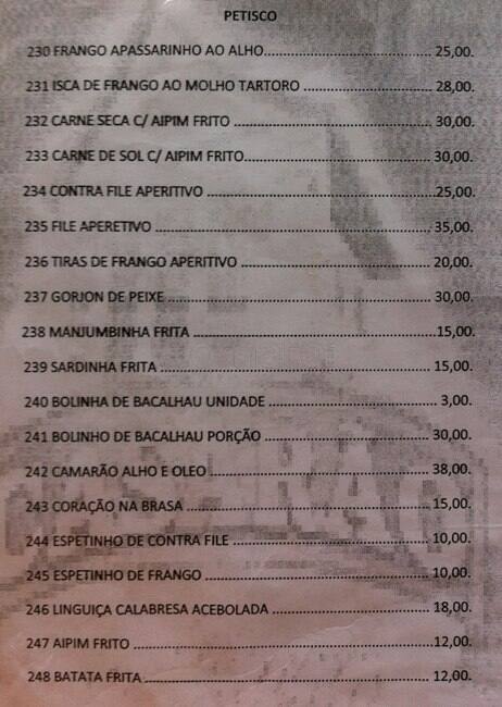 Casarão do Chopp cardápio