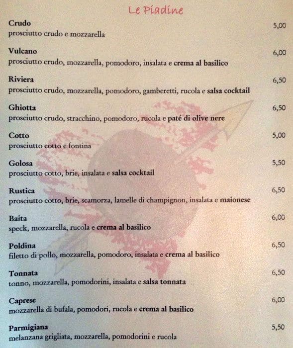 Menu di Just Café Pacini 