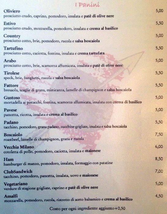 Menu di Just Café Pacini 