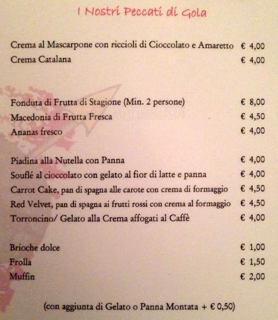 Menu di Just Café Pacini 