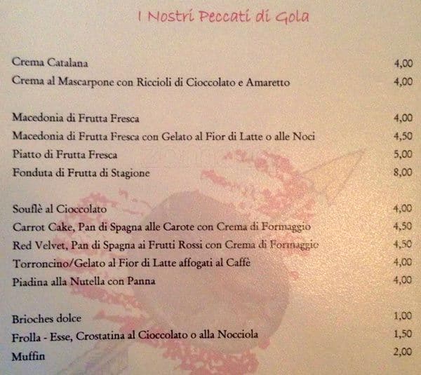Menu di Just Café Pacini 