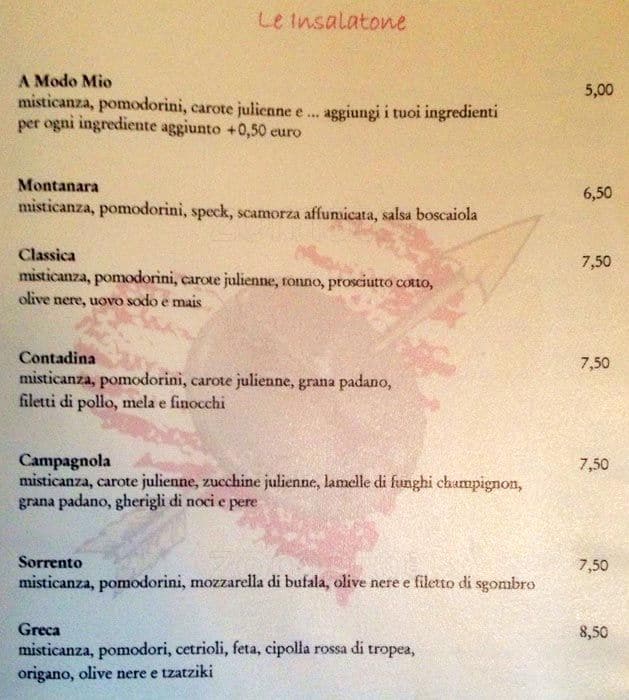 Menu di Just Café Pacini 