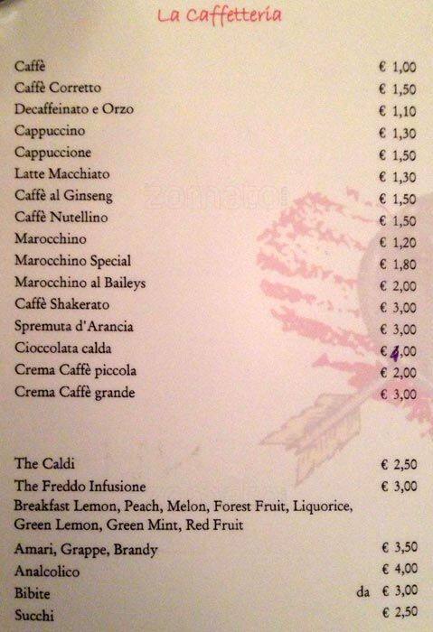 Menu di Just Café Pacini 