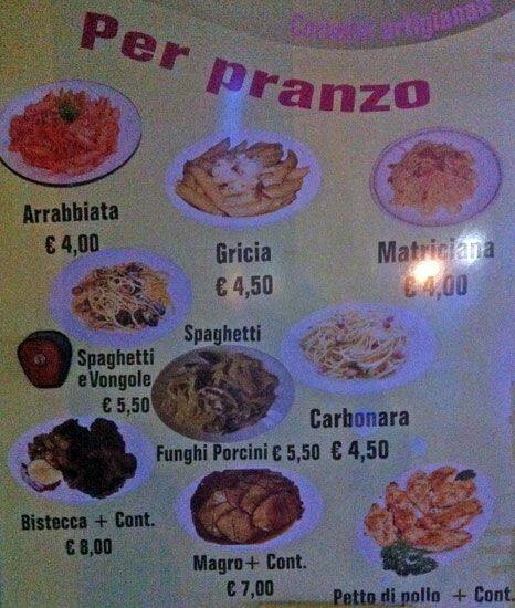 Menu di Bar Tavola Calda Piazza Cina 57 