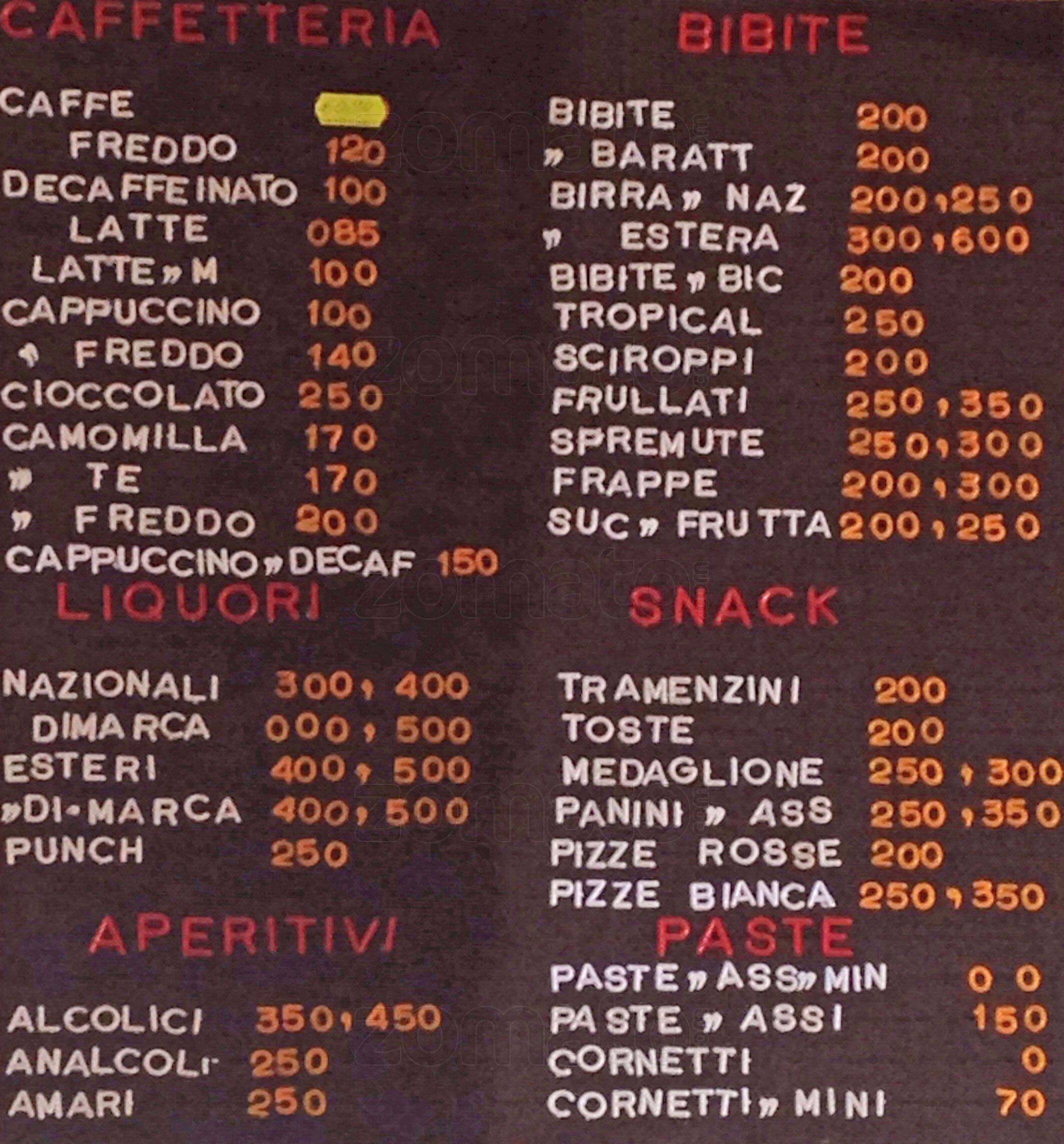 Menu di Snack Bar Erminio 