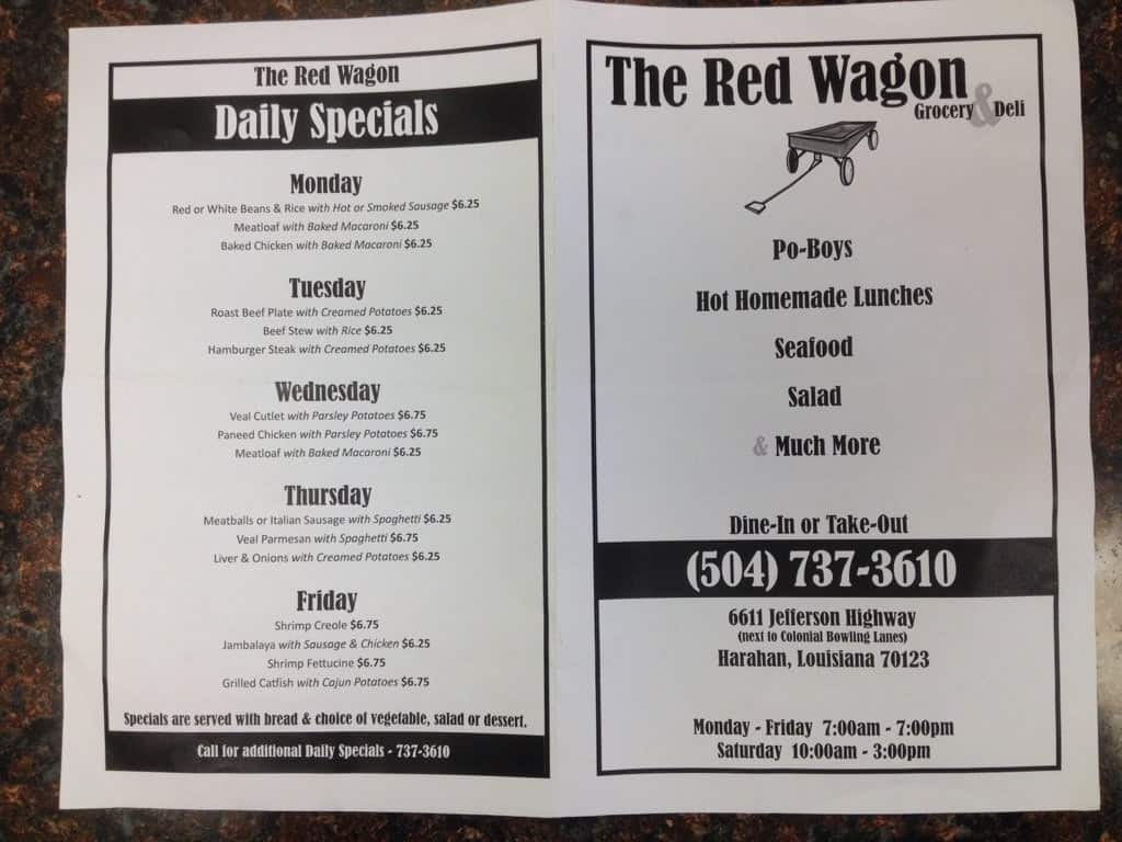 Menu at Red Wagon Poboys restaurant, Harahan