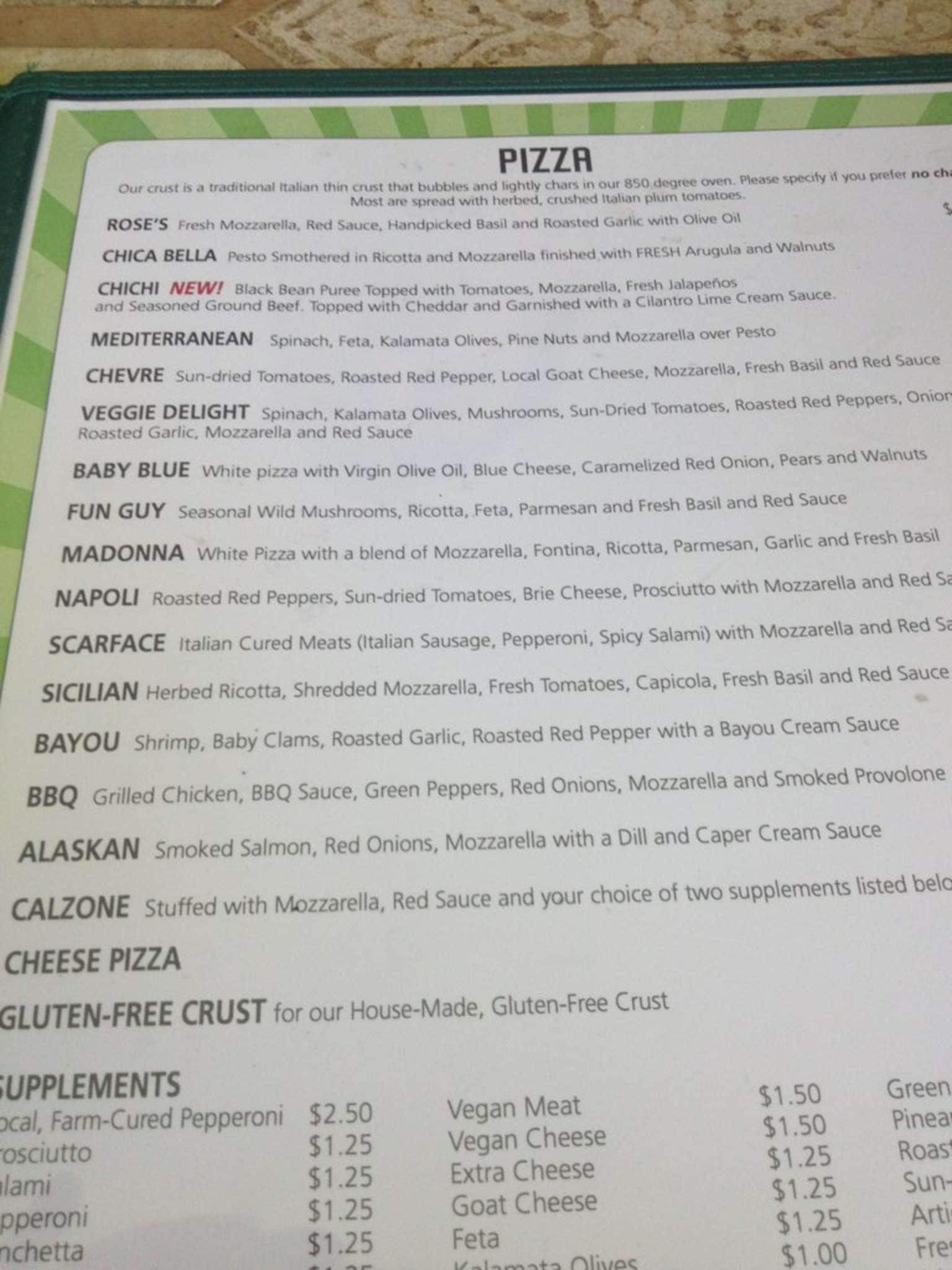 Menu at Fresh Wood Fired Pizza and Pasta pizzeria, Black Mountain