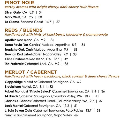 Menu at Bonefish Grill pub & bar, Camp Hill