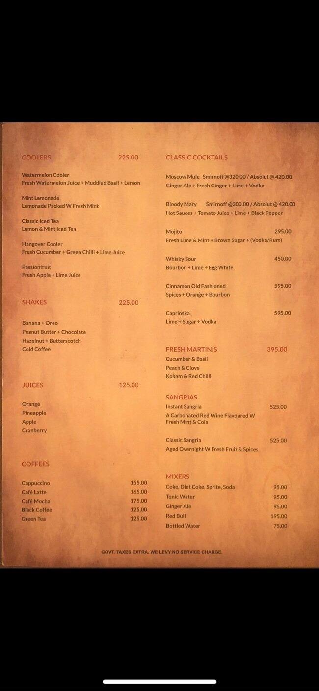 Menu at Neros - Bar & Eatery, Chandigarh
