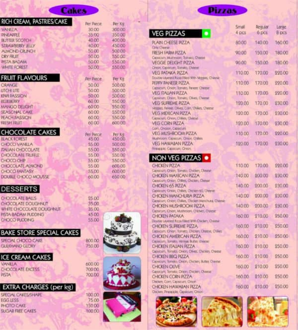 Menu at THE BAKE HOUSE AND SWEETS, Hyderabad