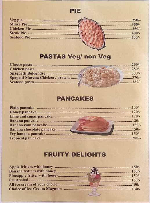 Dom's Beach Shack menu