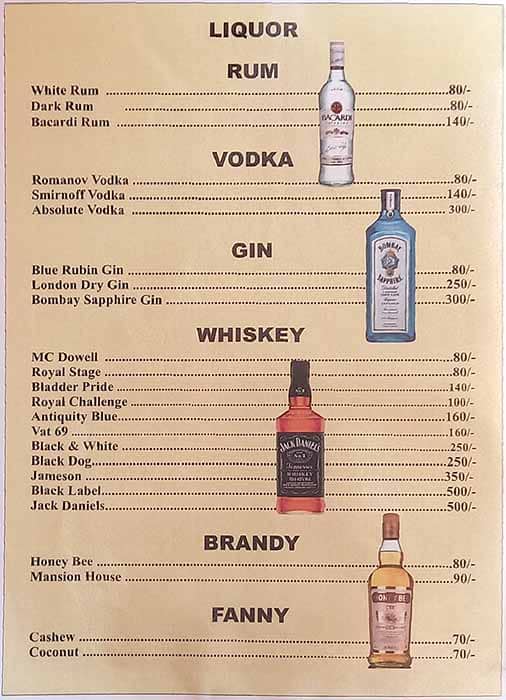 Dom's Beach Shack menu